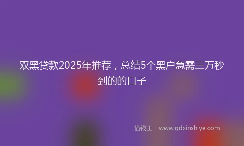 双黑贷款2025年推荐，总结5个黑户急需三万秒到的的口子