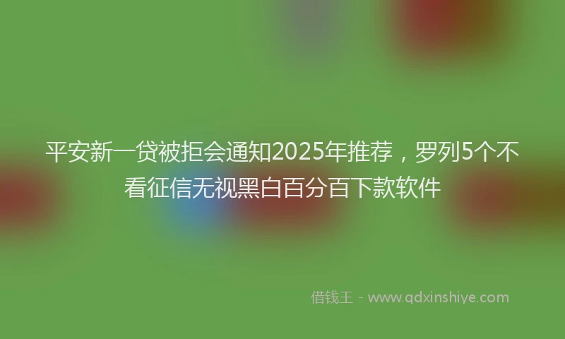 平安新一贷被拒会通知2025年推荐，罗列5个不看征信无视黑白百分百下款软件