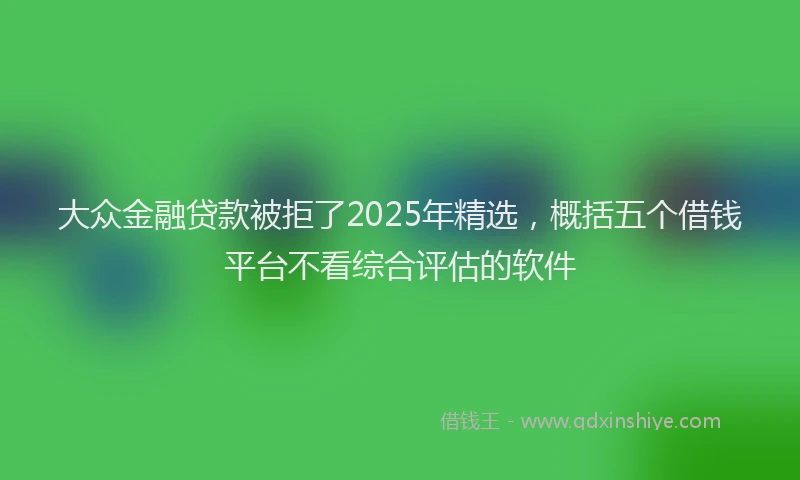 大众金融贷款被拒了2025年精选，概括五个借钱平台不看综合评估的软件