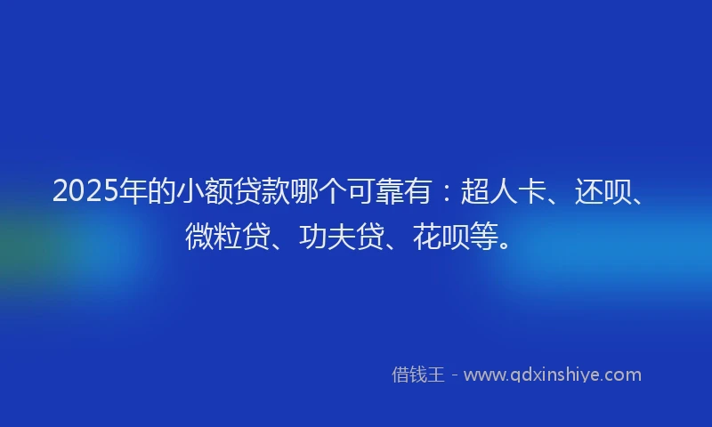 2025年的小额贷款哪个可靠有：超人卡、还呗、微粒贷、功夫贷、花呗等。