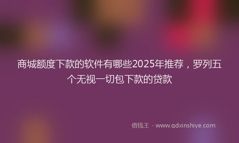 商城额度下款的软件有哪些2025年推荐，罗列五个无视一切包下款的贷款