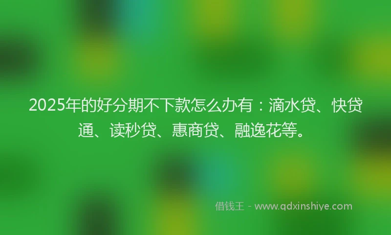 2025年的好分期不下款怎么办有：滴水贷、快贷通、读秒贷、惠商贷、融逸花等。