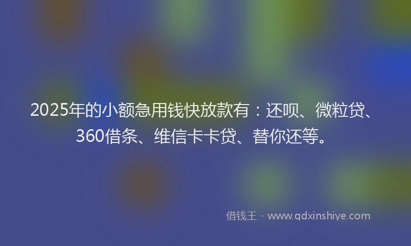 2025年的小额急用钱快放款有：还呗、微粒贷、360借条、维信卡卡贷、替你还等。