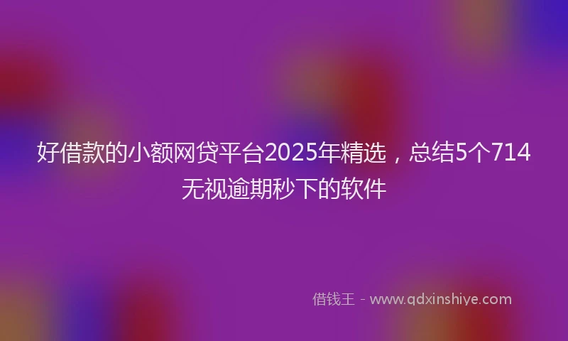 好借款的小额网贷平台2025年精选，总结5个714无视逾期秒下的软件
