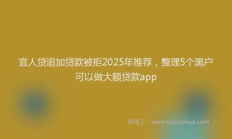 宜人贷追加贷款被拒2025年推荐，整理5个黑户可以做大额贷款app