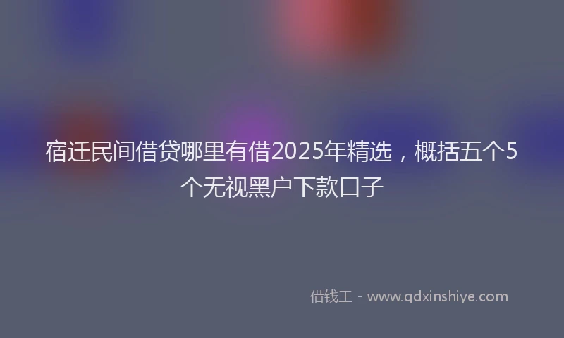 宿迁民间借贷哪里有借2025年精选，概括五个5个无视黑户下款口子