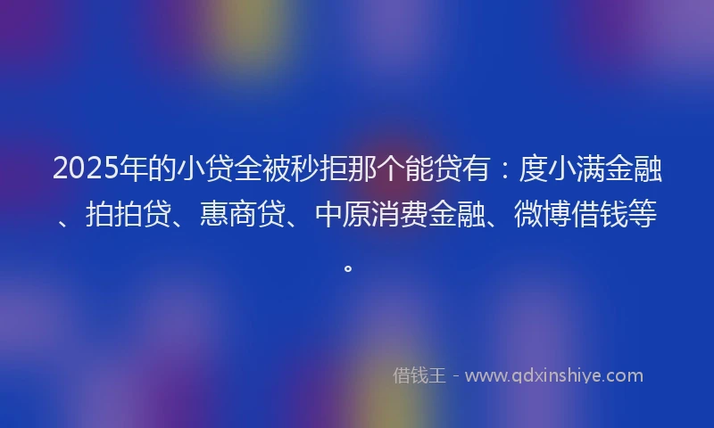 2025年的小贷全被秒拒那个能贷有：度小满金融、拍拍贷、惠商贷、中原消费金融、微博借钱等。