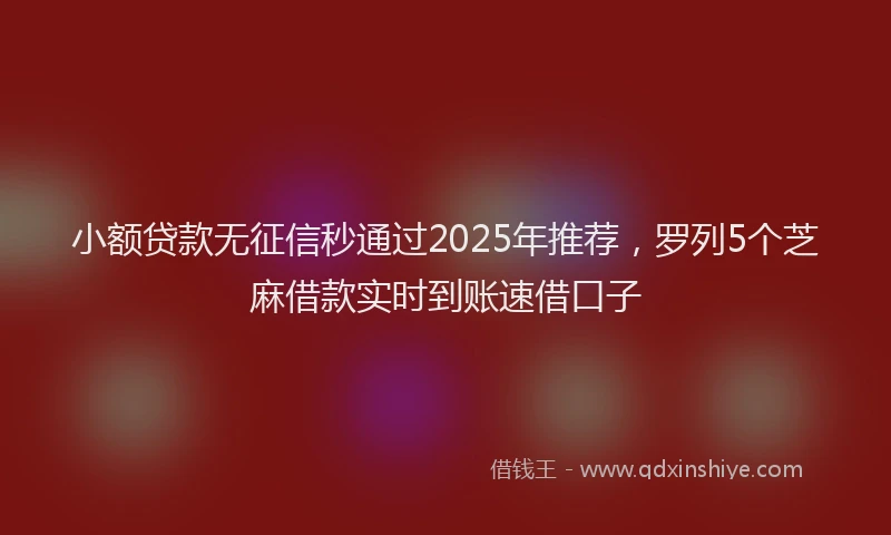 小额贷款无征信秒通过2025年推荐，罗列5个芝麻借款实时到账速借口子