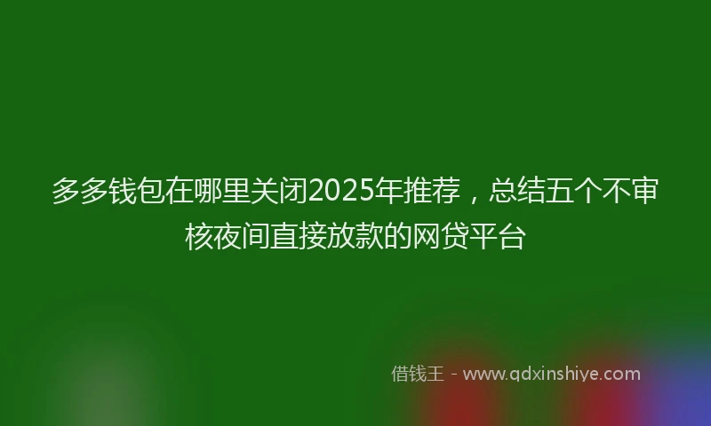 多多钱包在哪里关闭2025年推荐，总结五个不审核夜间直接放款的网贷平台