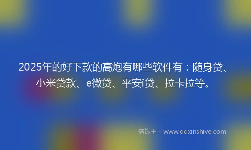 2025年的好下款的高炮有哪些软件有：随身贷、小米贷款、e微贷、平安i贷、拉卡拉等。