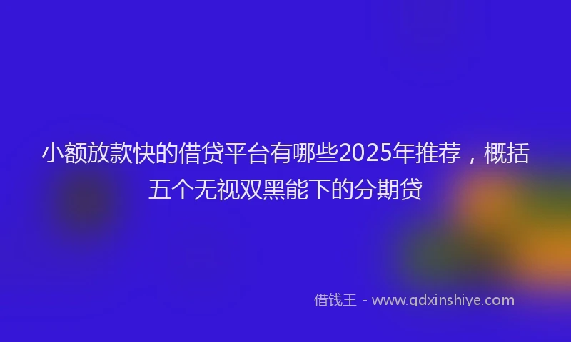 小额放款快的借贷平台有哪些2025年推荐，概括五个无视双黑能下的分期贷