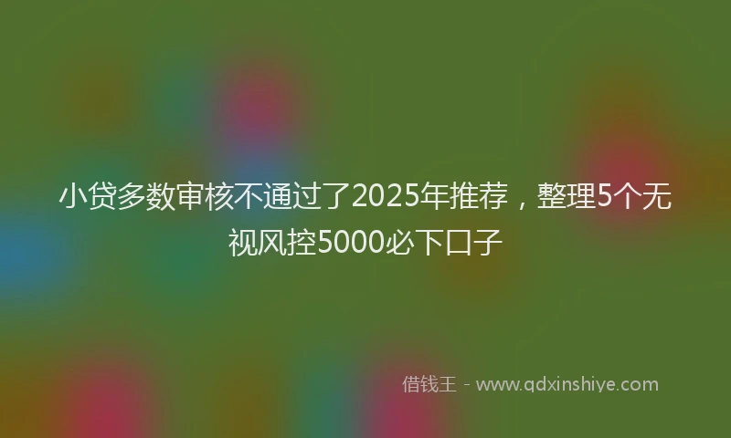 小贷多数审核不通过了2025年推荐，整理5个无视风控5000必下口子