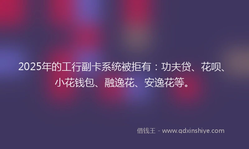 2025年的工行副卡系统被拒有：功夫贷、花呗、小花钱包、融逸花、安逸花等。