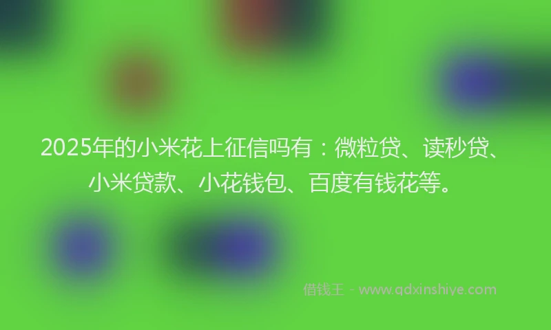 2025年的小米花上征信吗有：微粒贷、读秒贷、小米贷款、小花钱包、百度有钱花等。