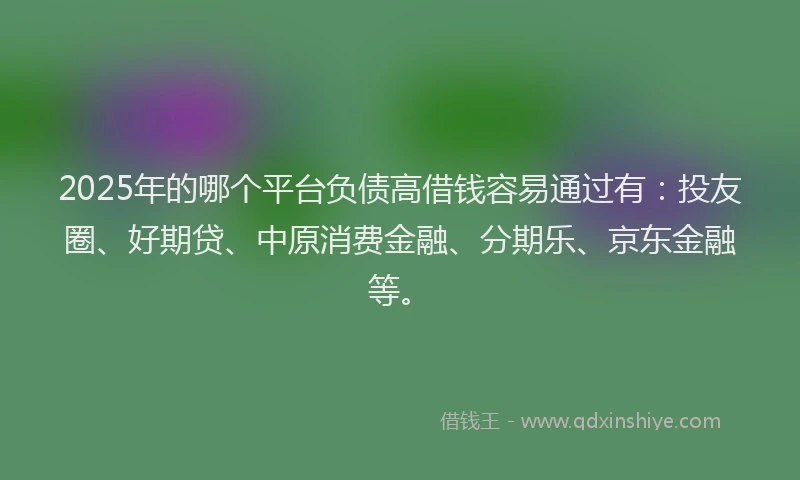 2025年的哪个平台负债高借钱容易通过有：投友圈、好期贷、中原消费金融、分期乐、京东金融等。