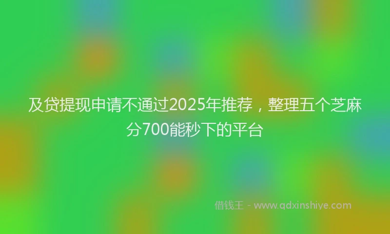 及贷提现申请不通过2025年推荐，整理五个芝麻分700能秒下的平台