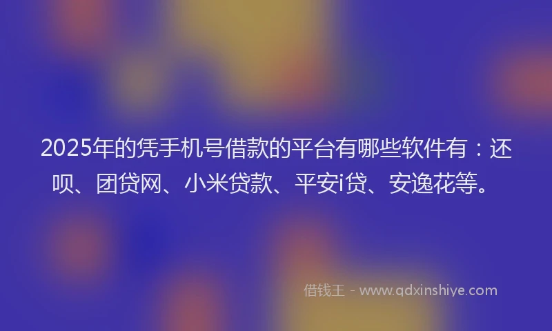 2025年的凭手机号借款的平台有哪些软件有：还呗、团贷网、小米贷款、平安i贷、安逸花等。
