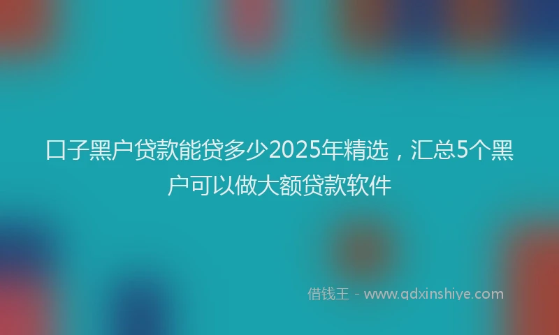 口子黑户贷款能贷多少2025年精选，汇总5个黑户可以做大额贷款软件