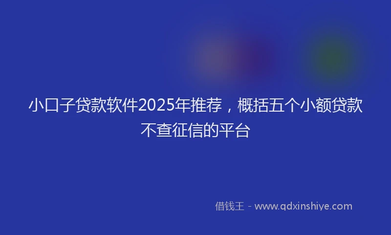 小口子贷款软件2025年推荐，概括五个小额贷款不查征信的平台