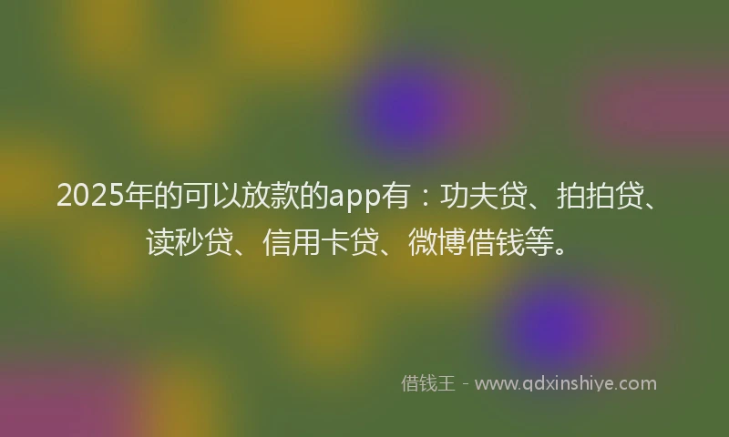2025年的可以放款的app有：功夫贷、拍拍贷、读秒贷、信用卡贷、微博借钱等。