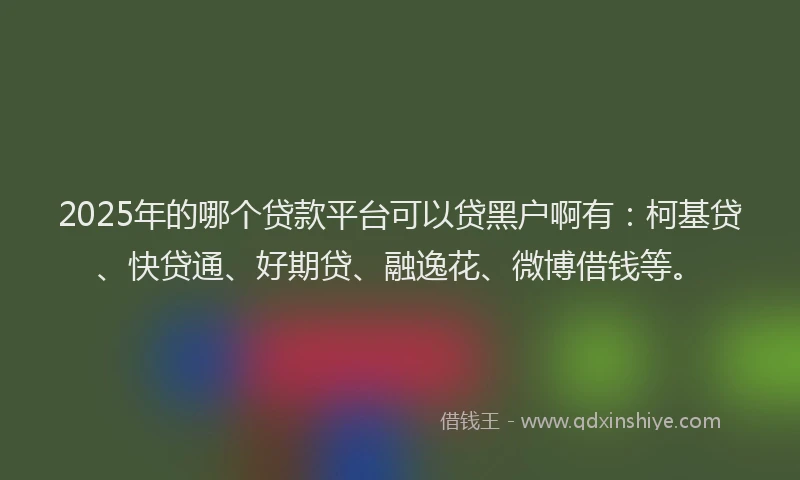 2025年的哪个贷款平台可以贷黑户啊有：柯基贷、快贷通、好期贷、融逸花、微博借钱等。