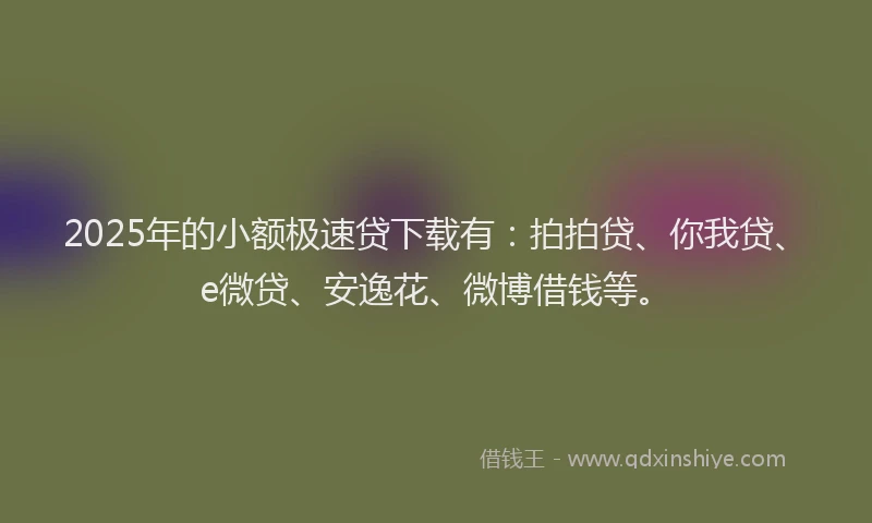 2025年的小额极速贷下载有：拍拍贷、你我贷、e微贷、安逸花、微博借钱等。