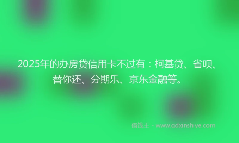 2025年的办房贷信用卡不过有：柯基贷、省呗、替你还、分期乐、京东金融等。