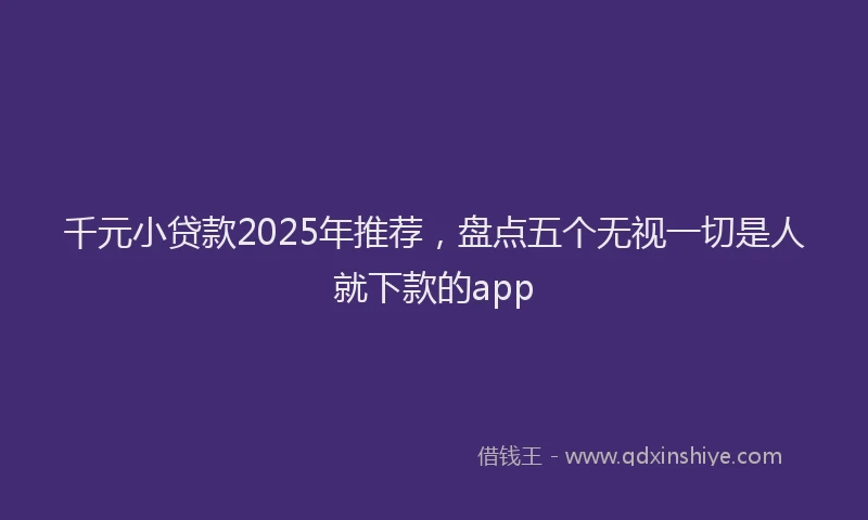 千元小贷款2025年推荐，盘点五个无视一切是人就下款的app