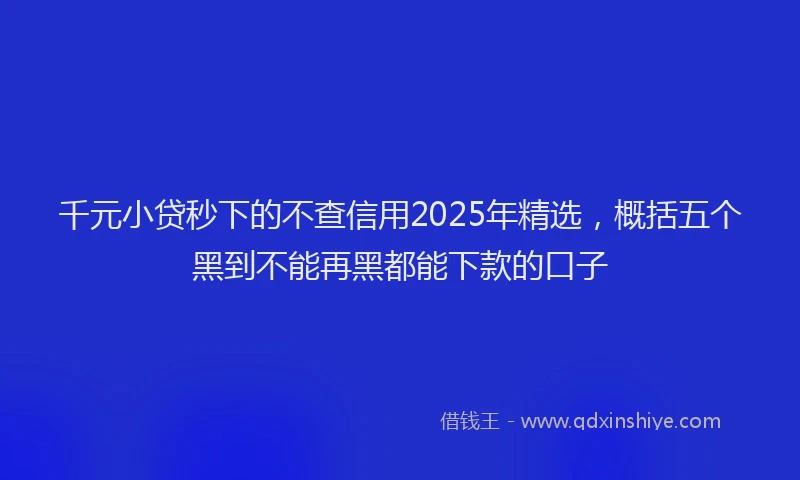 千元小贷秒下的不查信用2025年精选，概括五个黑到不能再黑都能下款的口子