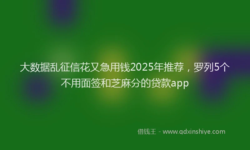 大数据乱征信花又急用钱2025年推荐，罗列5个不用面签和芝麻分的贷款app