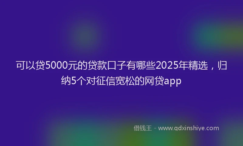可以贷5000元的贷款口子有哪些2025年精选，归纳5个对征信宽松的网贷app