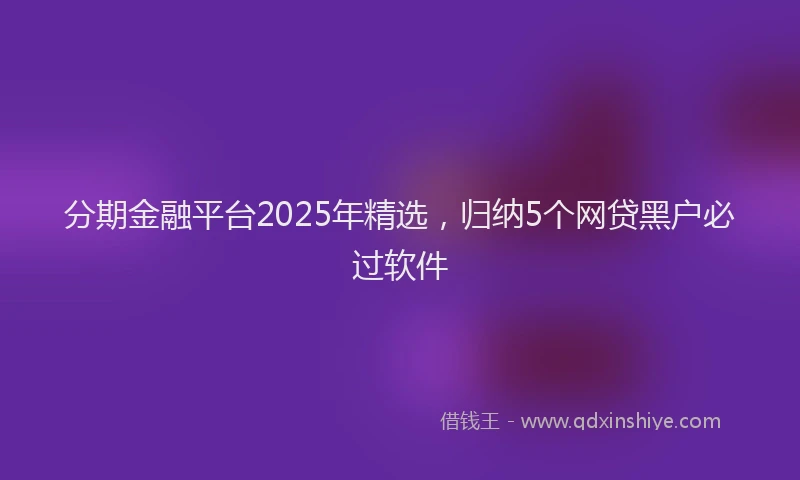 分期金融平台2025年精选，归纳5个网贷黑户必过软件
