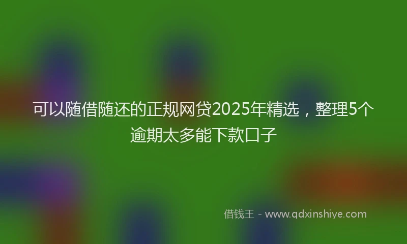 可以随借随还的正规网贷2025年精选，整理5个逾期太多能下款口子