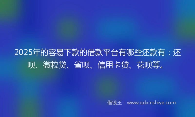 2025年的容易下款的借款平台有哪些还款有:还呗、微粒贷、省呗、信用卡贷、花呗等。