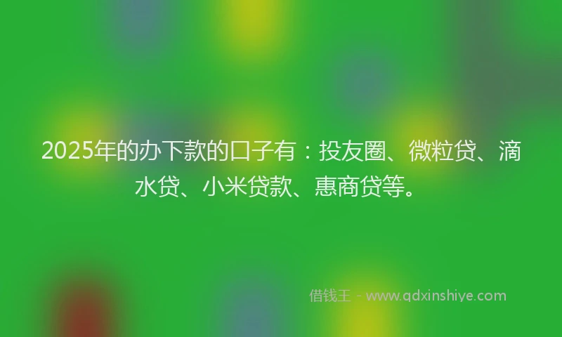 2025年的办下款的口子有：投友圈、微粒贷、滴水贷、小米贷款、惠商贷等。