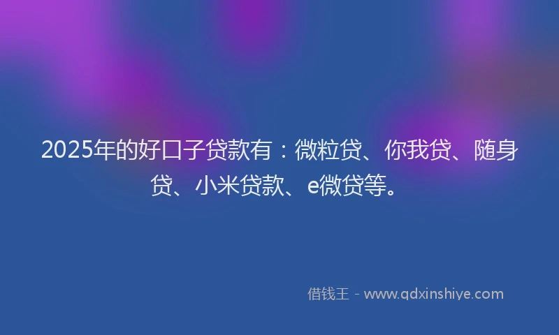 2025年的好口子贷款有：微粒贷、你我贷、随身贷、小米贷款、e微贷等。