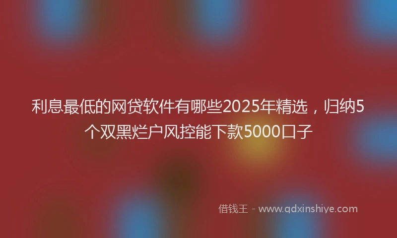 利息最低的网贷软件有哪些2025年精选，归纳5个双黑烂户风控能下款5000口子