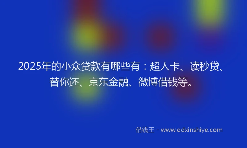 2025年的小众贷款有哪些有：超人卡、读秒贷、替你还、京东金融、微博借钱等。
