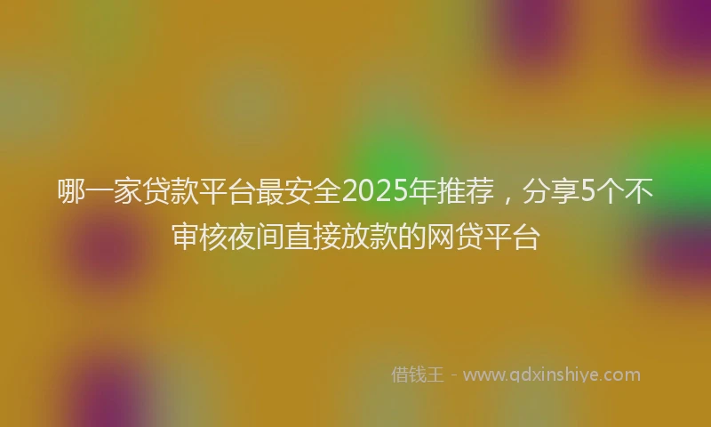 哪一家贷款平台最安全2025年推荐，分享5个不审核夜间直接放款的网贷平台