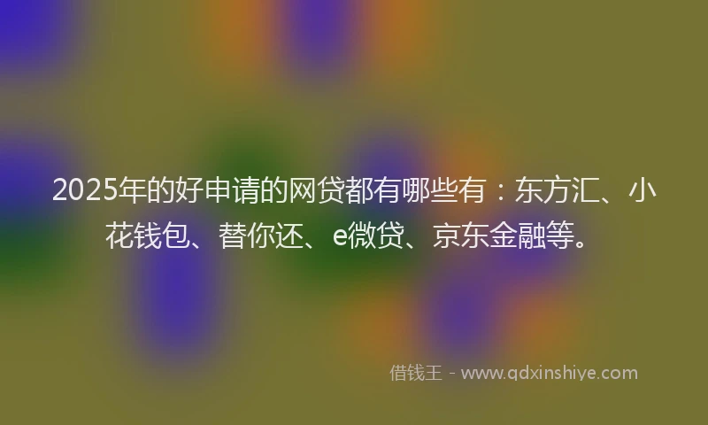 2025年的好申请的网贷都有哪些有：东方汇、小花钱包、替你还、e微贷、京东金融等。
