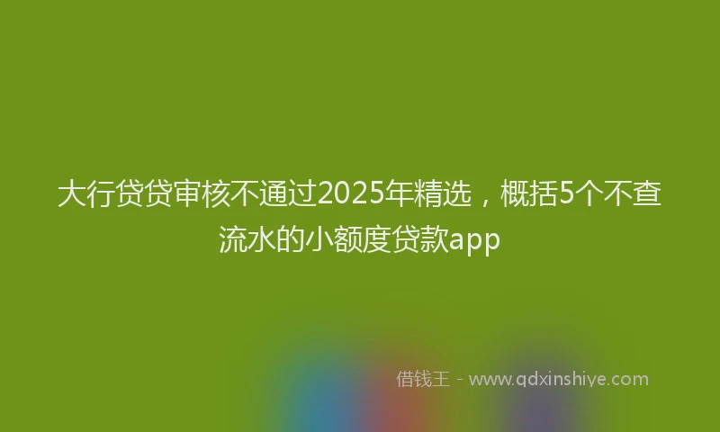 大行贷贷审核不通过2025年精选，概括5个不查流水的小额度贷款app