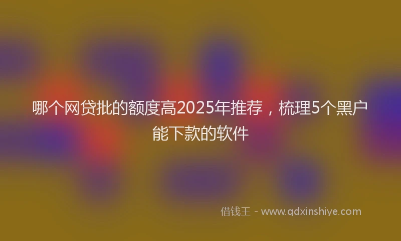 哪个网贷批的额度高2025年推荐，梳理5个黑户能下款的软件