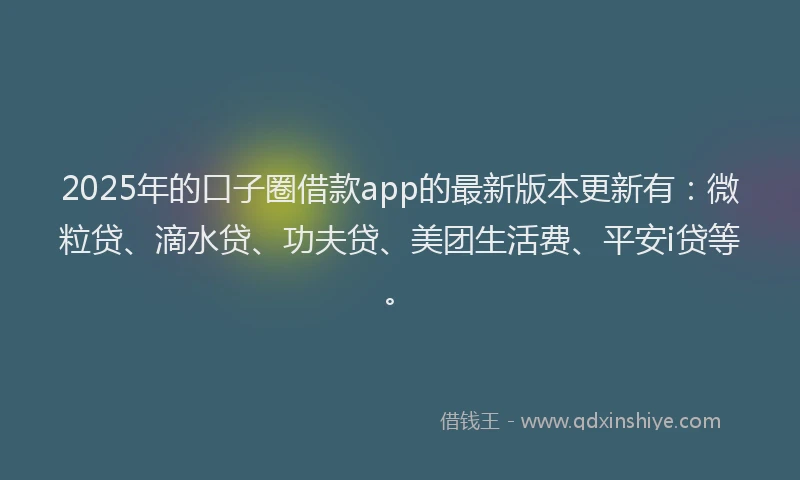 2025年的口子圈借款app的最新版本更新有：微粒贷、滴水贷、功夫贷、美团生活费、平安i贷等。