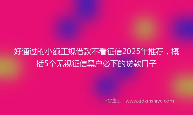 好通过的小额正规借款不看征信2025年推荐，概括5个无视征信黑户必下的贷款口子