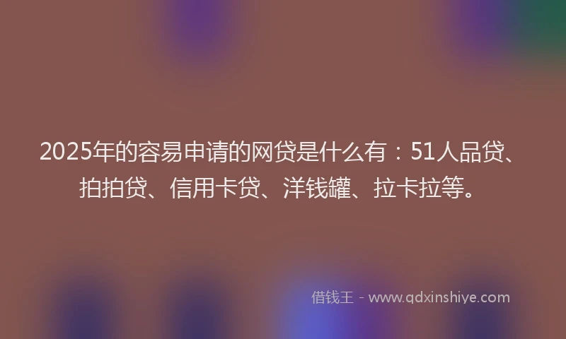 2025年的容易申请的网贷是什么有：51人品贷、拍拍贷、信用卡贷、洋钱罐、拉卡拉等。