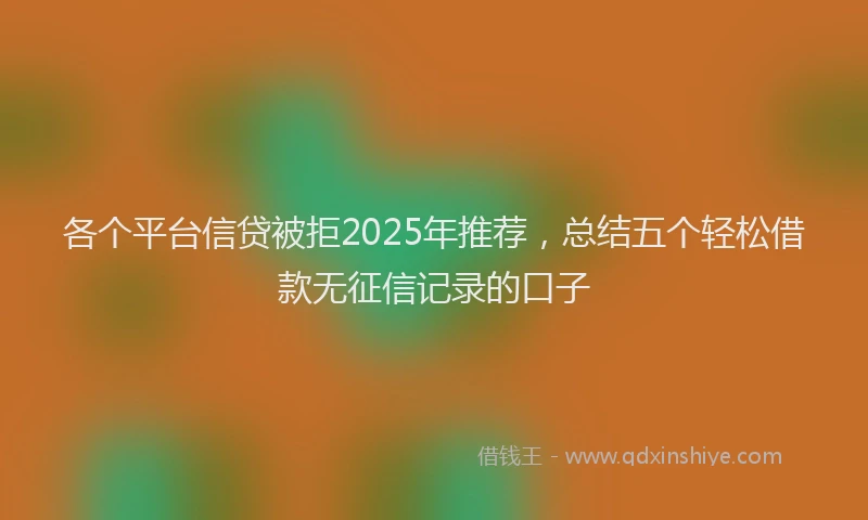 各个平台信贷被拒2025年推荐，总结五个轻松借款无征信记录的口子