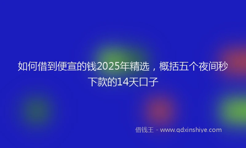 如何借到便宣的钱2025年精选，概括五个夜间秒下款的14天口子