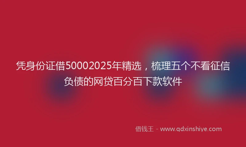 凭身份证借50002025年精选，梳理五个不看征信负债的网贷百分百下款软件
