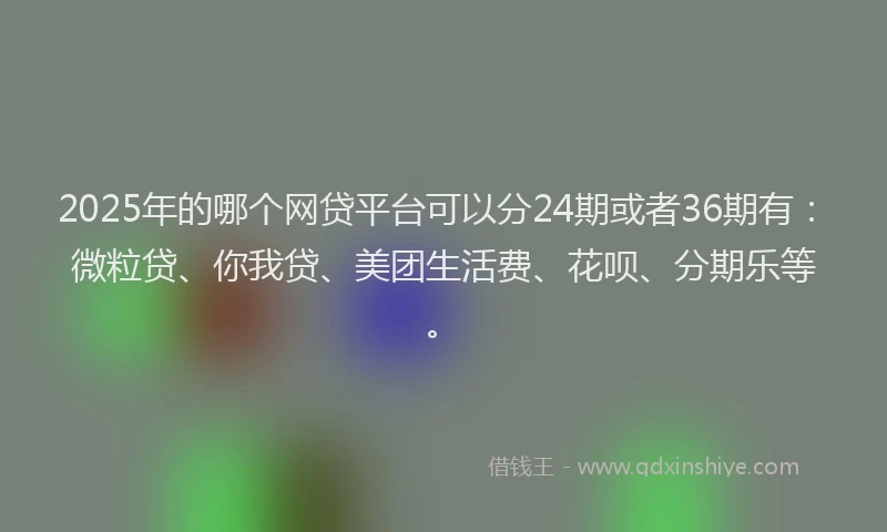 2025年的哪个网贷平台可以分24期或者36期有：微粒贷、你我贷、美团生活费、花呗、分期乐等。