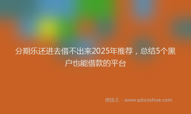 分期乐还进去借不出来2025年推荐，总结5个黑户也能借款的平台